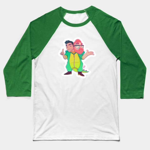 2 Man 1 Man Show Baseball T-Shirt by BloodFuryArt